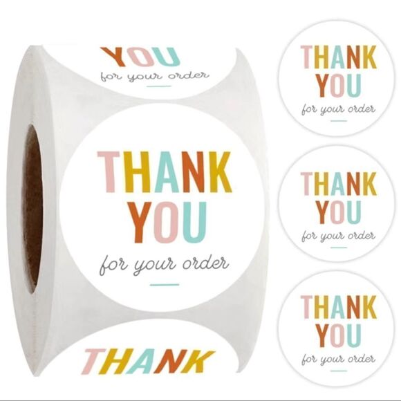 500pcs/roll 1 Inch Round Thank You Stickers For Small Business - Picture 1 of 9